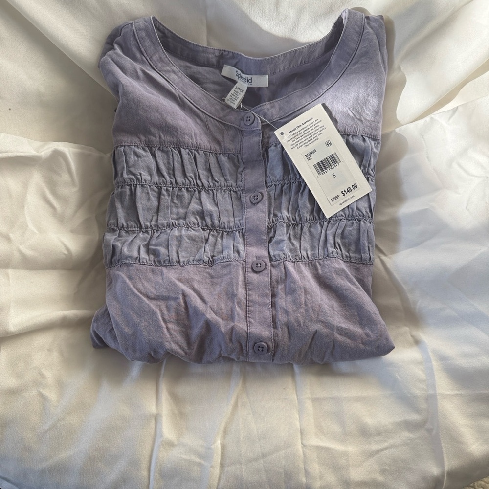 Splendid Collection Button-Up Ruffle Blouse R13A - Picture 5 of 6